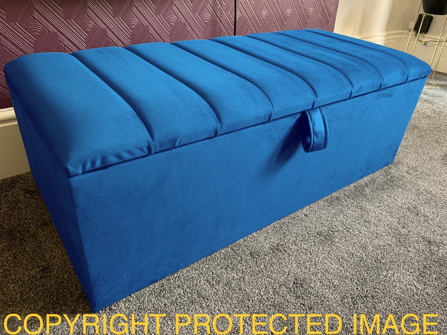 Panel Ottoman Storage Box Velvet Blanket Toy Box Pouffe Bench Footstool