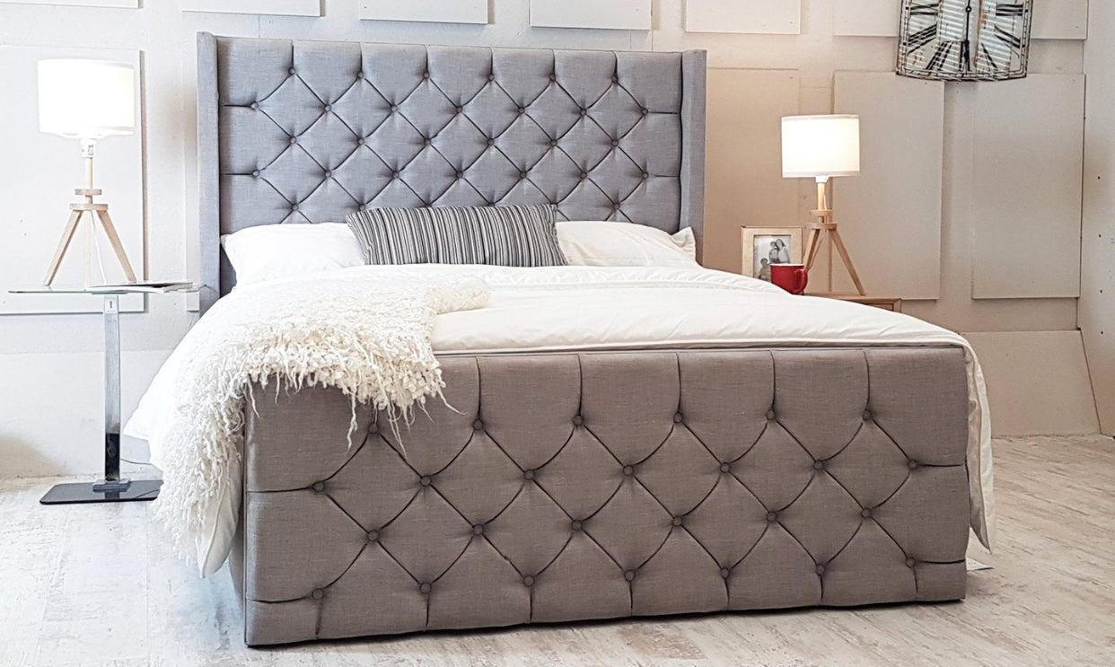 Diamond Cut Winged Sleigh Bed