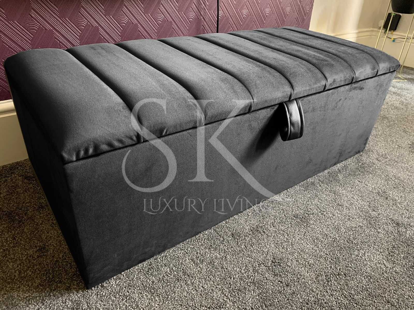 black storage ottoman