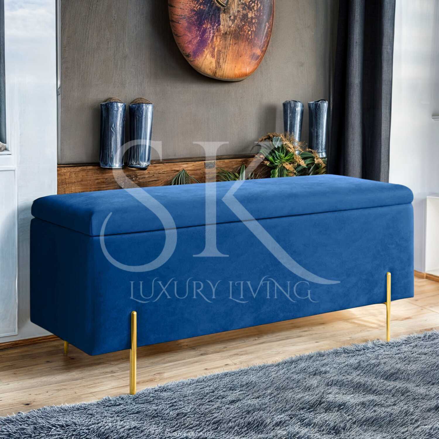 blue ottoman bed