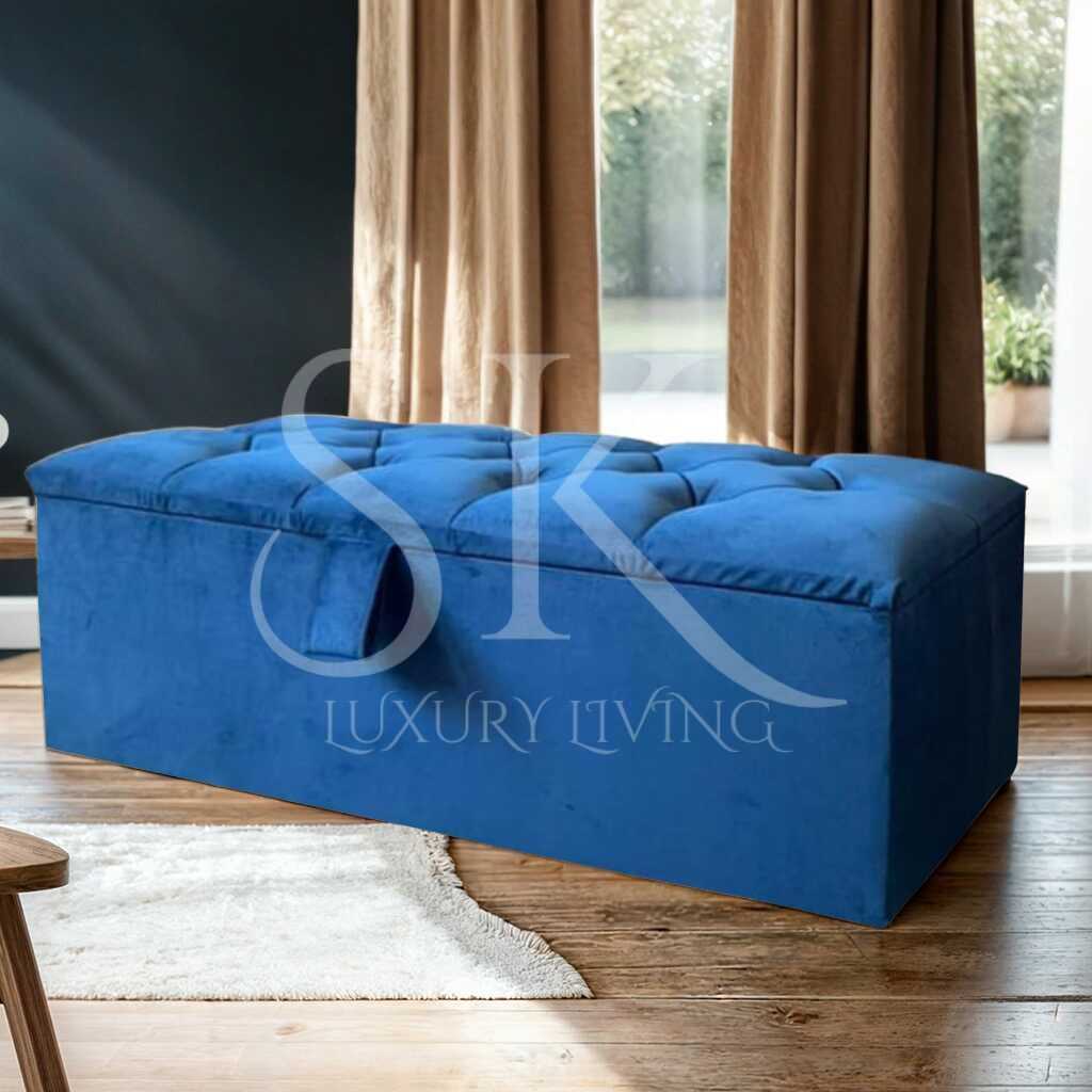 blue storage ottoman