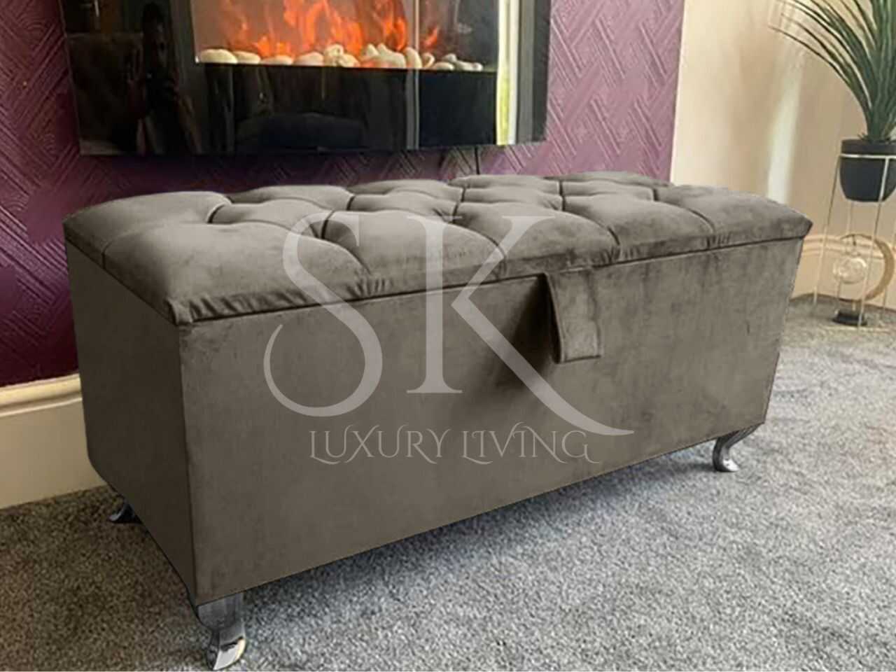 bright colored ottomans