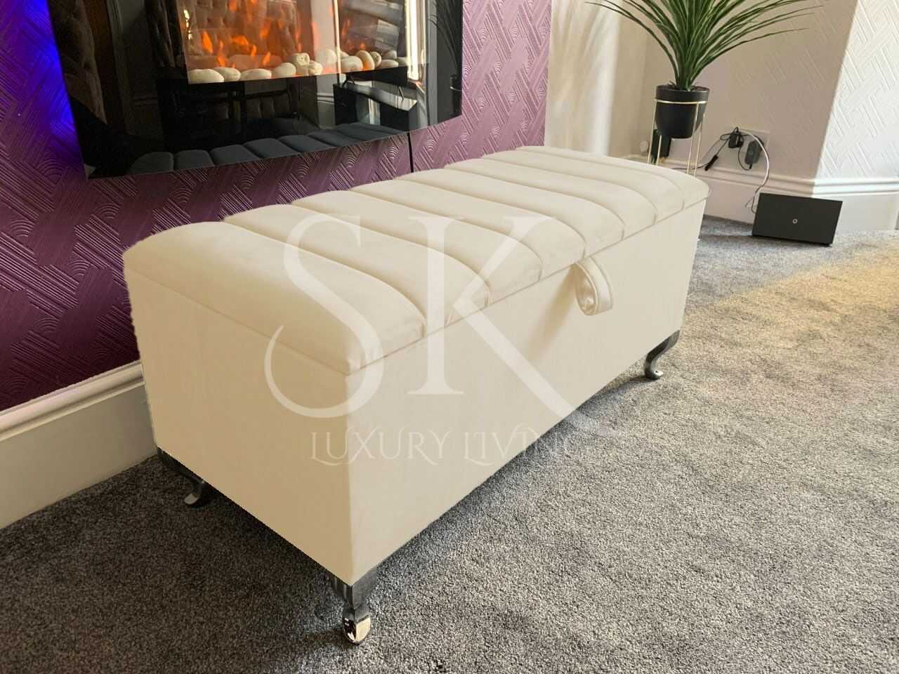 cream ottoman