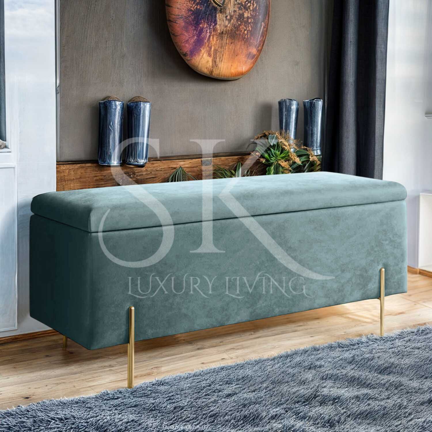 duck egg blue ottoman