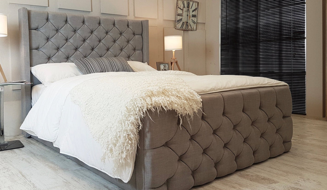 Diamond Cut Winged Sleigh Bed