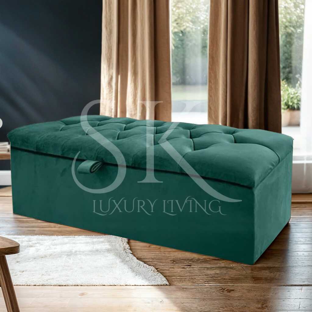 green storage ottoman