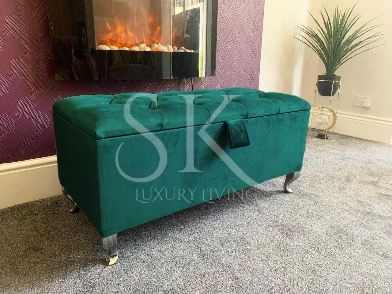 green ottoman storage