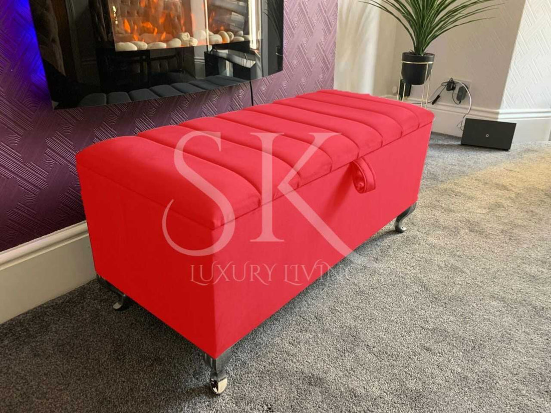 Red Plush Ottoman