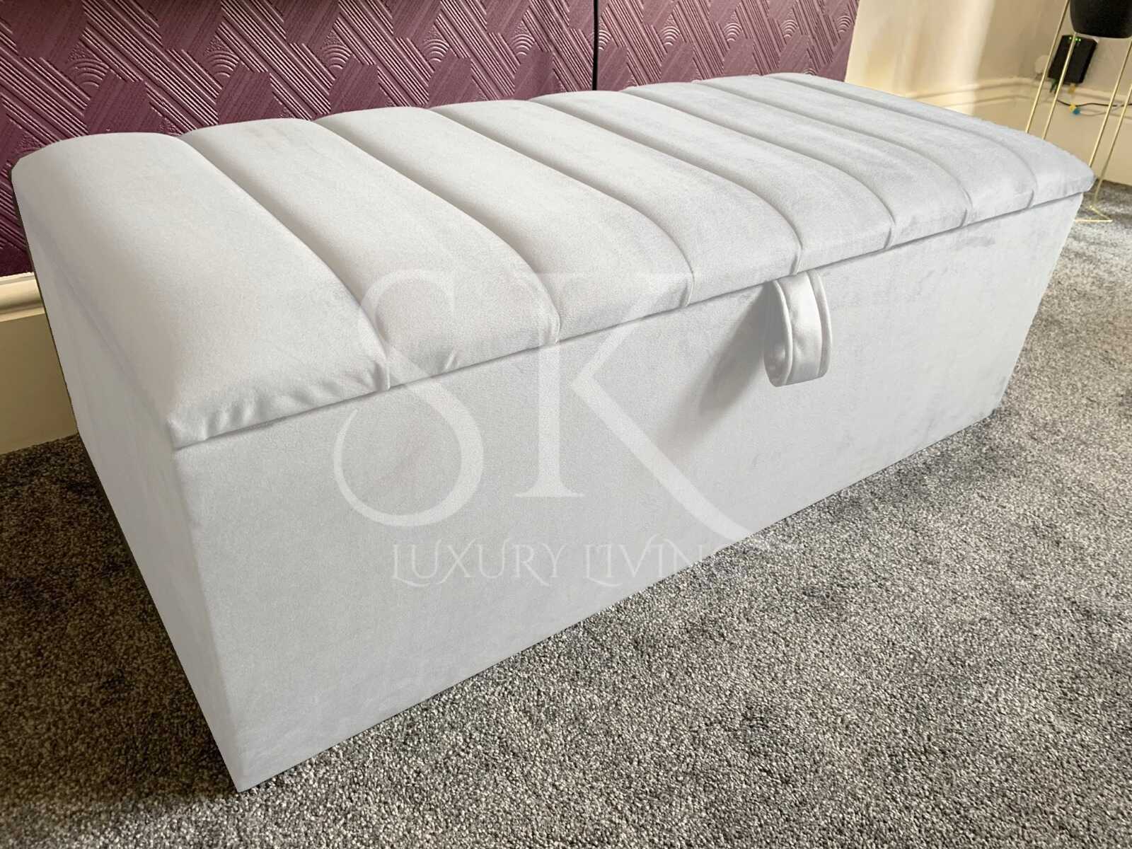white wooden ottoman